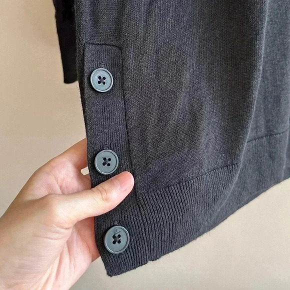 J. Crew Black V-Neck Sweater with Button Sleeves, Size XS - Picture 7 of 16